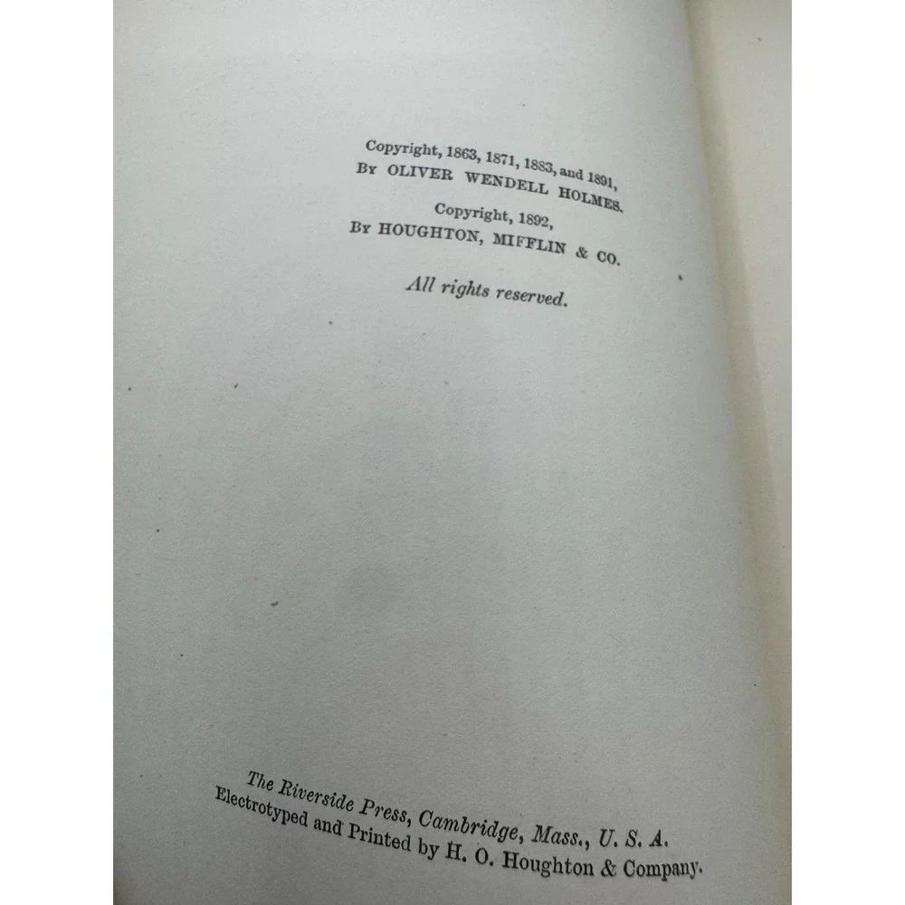 Poetical Works of Oliver Wendell Holmes Vol XIII HC 1892
